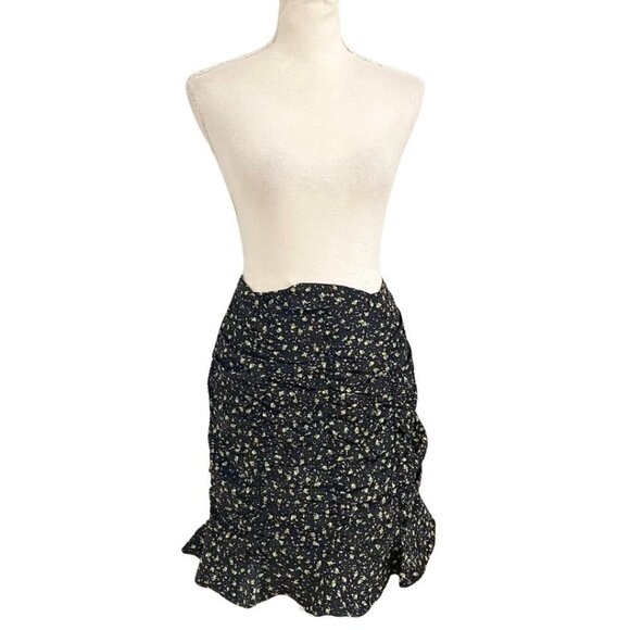 NWT SOFIE SCHNOOR BLACK FLORAL RUCHED SKIRT - XS - Picture 4 of 12